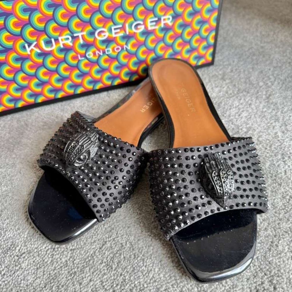 Women Kurt Geiger black mule sandal flat - Picture 8 of 9